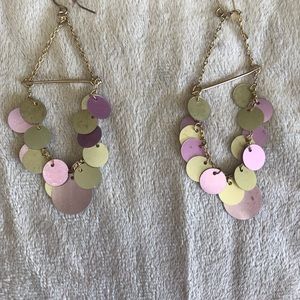 Gold & pink iridescent chandelier earrings